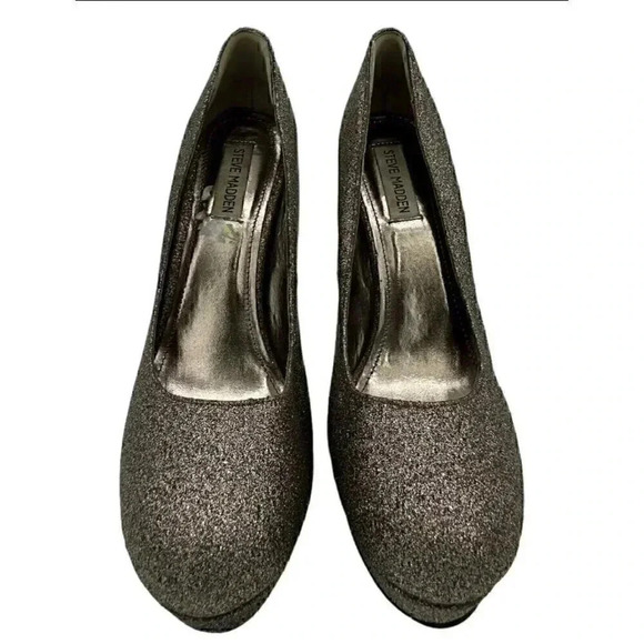 Steve Madden Caryssag Women glitter high heels platform shoes sz 8.5 - Picture 2 of 7